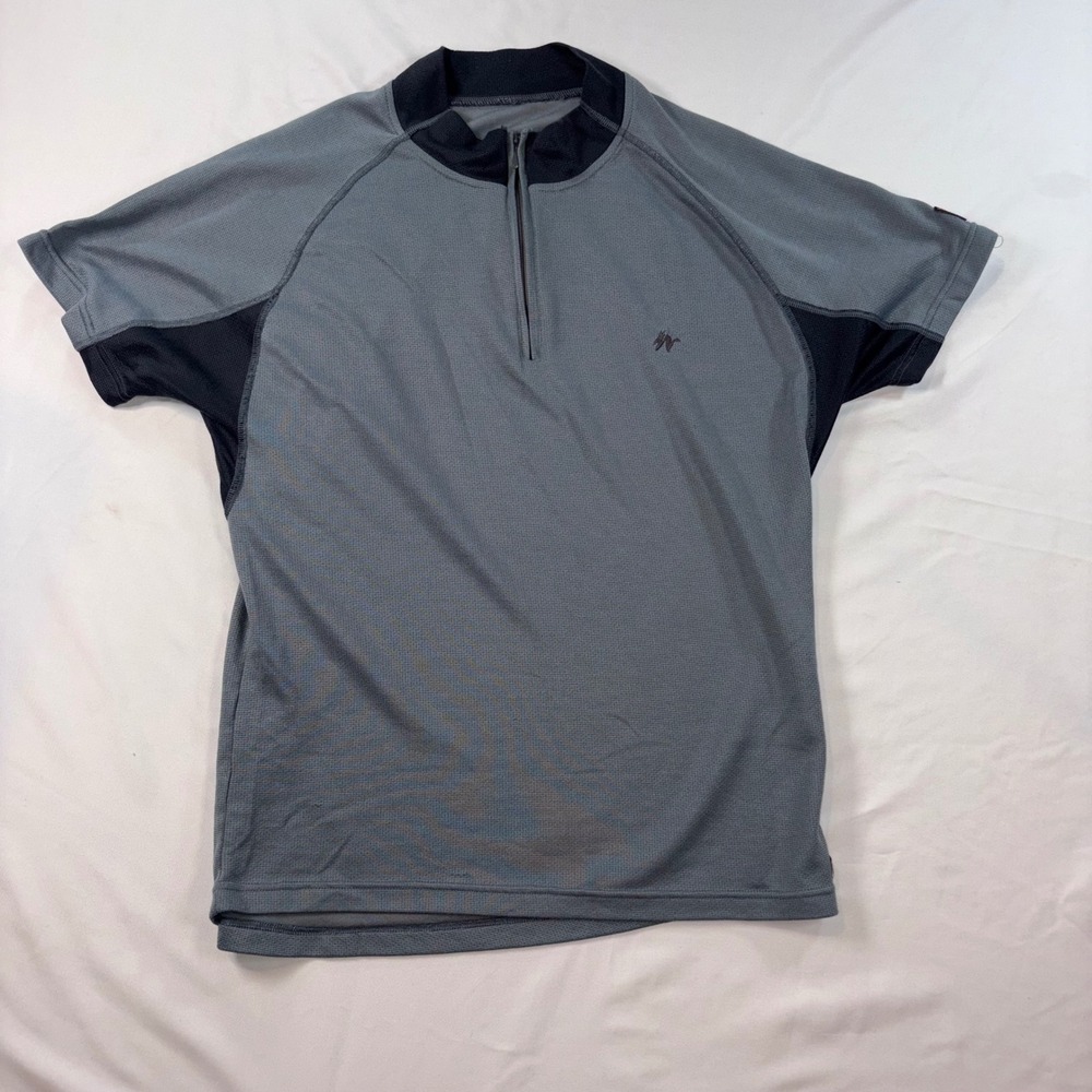Quechua Mens‎ Technical Quarter Zip Short Sleeve Athletic Shirt Grey Black XL